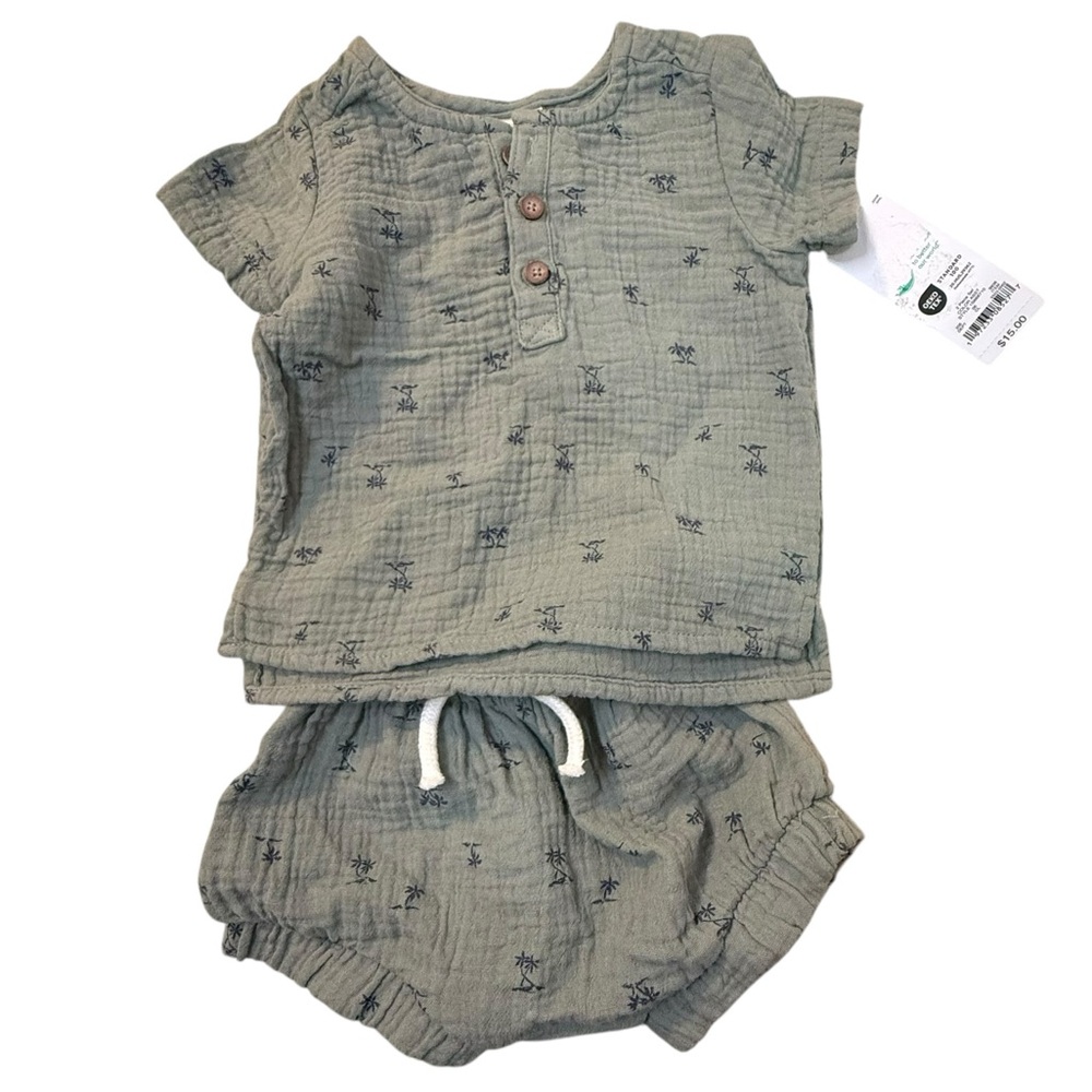 Carters Baby Outfit Set 3 Month Green Palm Tree 2 Piece Set NWT